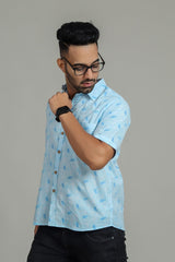 COTTON BLOCK PRINTED HALF SLEEVE SHIRT
