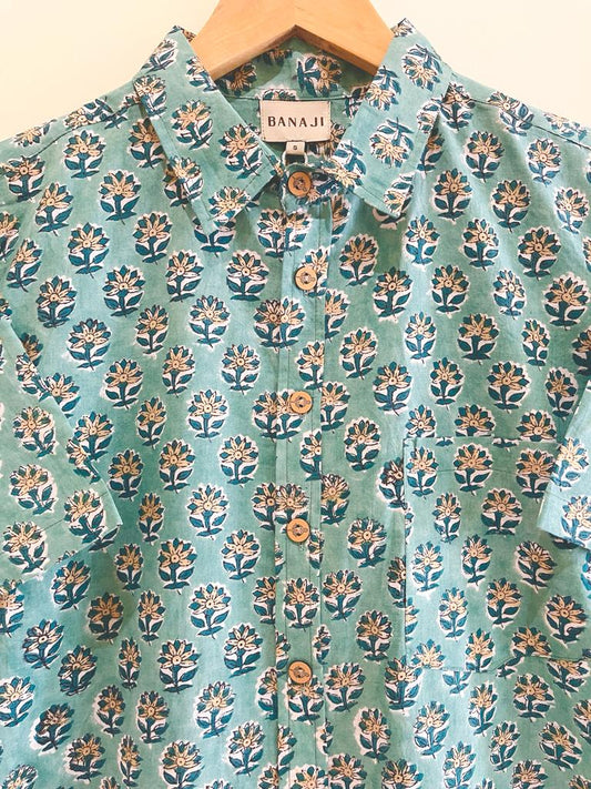 COTTON BLOCK PRINTED HALF SLEEVE SHIRT