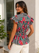 Rosetta Noir Smocked Cotton Top