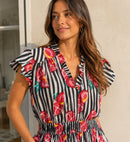 Rosetta Noir Smocked Cotton Top