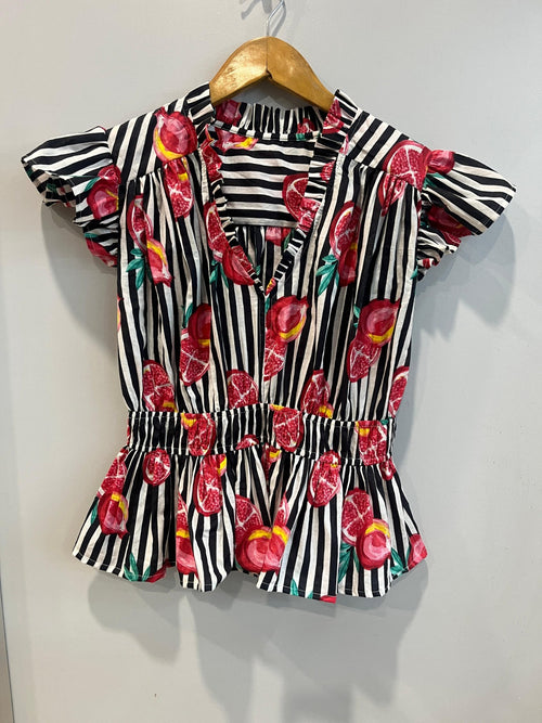Rosetta Noir Smocked Cotton Top
