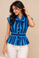 Ocean Lily Stripe Bow-Tie Cotton Top