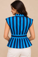 Ocean Lily Stripe Bow-Tie Cotton Top