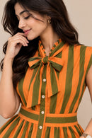 Marigold Stripe Bow-Tie Cotton Top