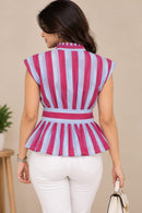 Berry Bloom Stripe Bow-Tie Cotton Top