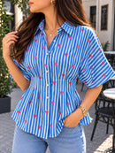 Lovebound Stripes Pleated Cotton Shirt