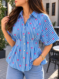 Lovebound Stripes Pleated Cotton Shirt