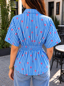 Lovebound Stripes Pleated Cotton Shirt