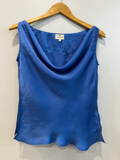 French Blue Modal Satin Short Top
