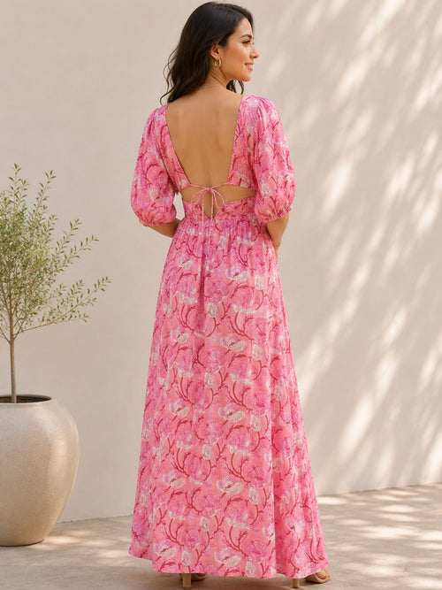 Coral Pink Habutai Silk Dress