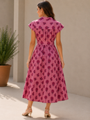 Rosewood Bloom Chanderi Silk Dress