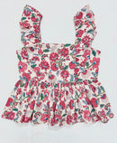 Pink Flora Flutter Short Top
