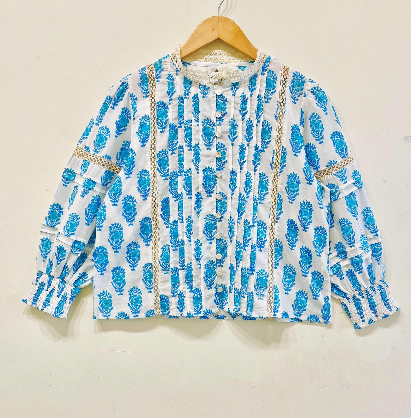 Lace Block Printed Cotton Top