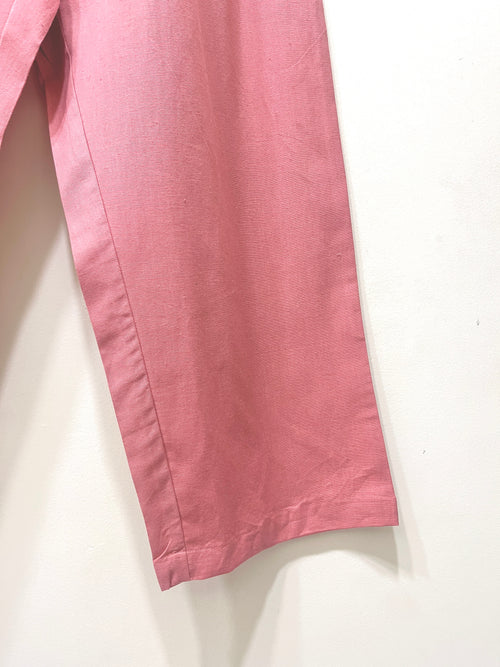 Dusty Pink Wide Leg Cotton Pants