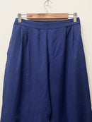 Navy Blue Wide Leg Cotton Pants