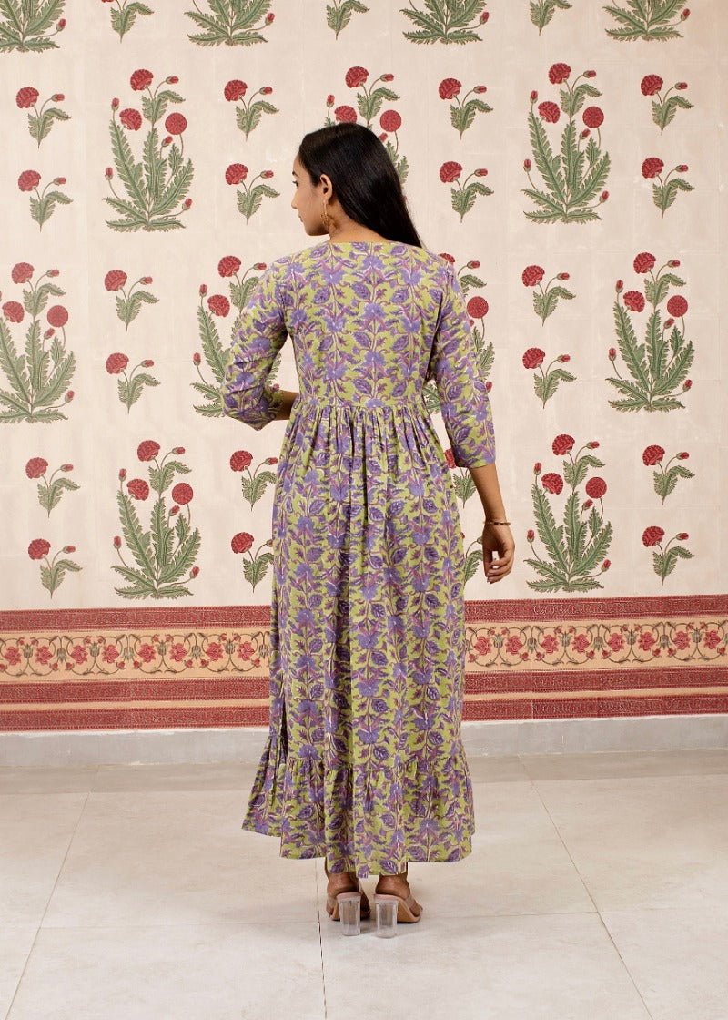 Purple Lotus Printed Dress