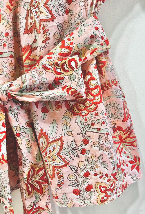 Coral Jaal Wrap Cotton Top