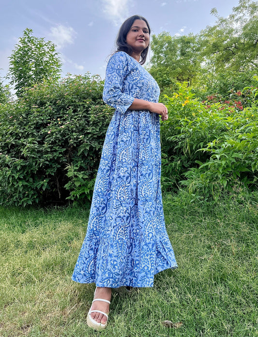 Blue Chintz Printed Dress