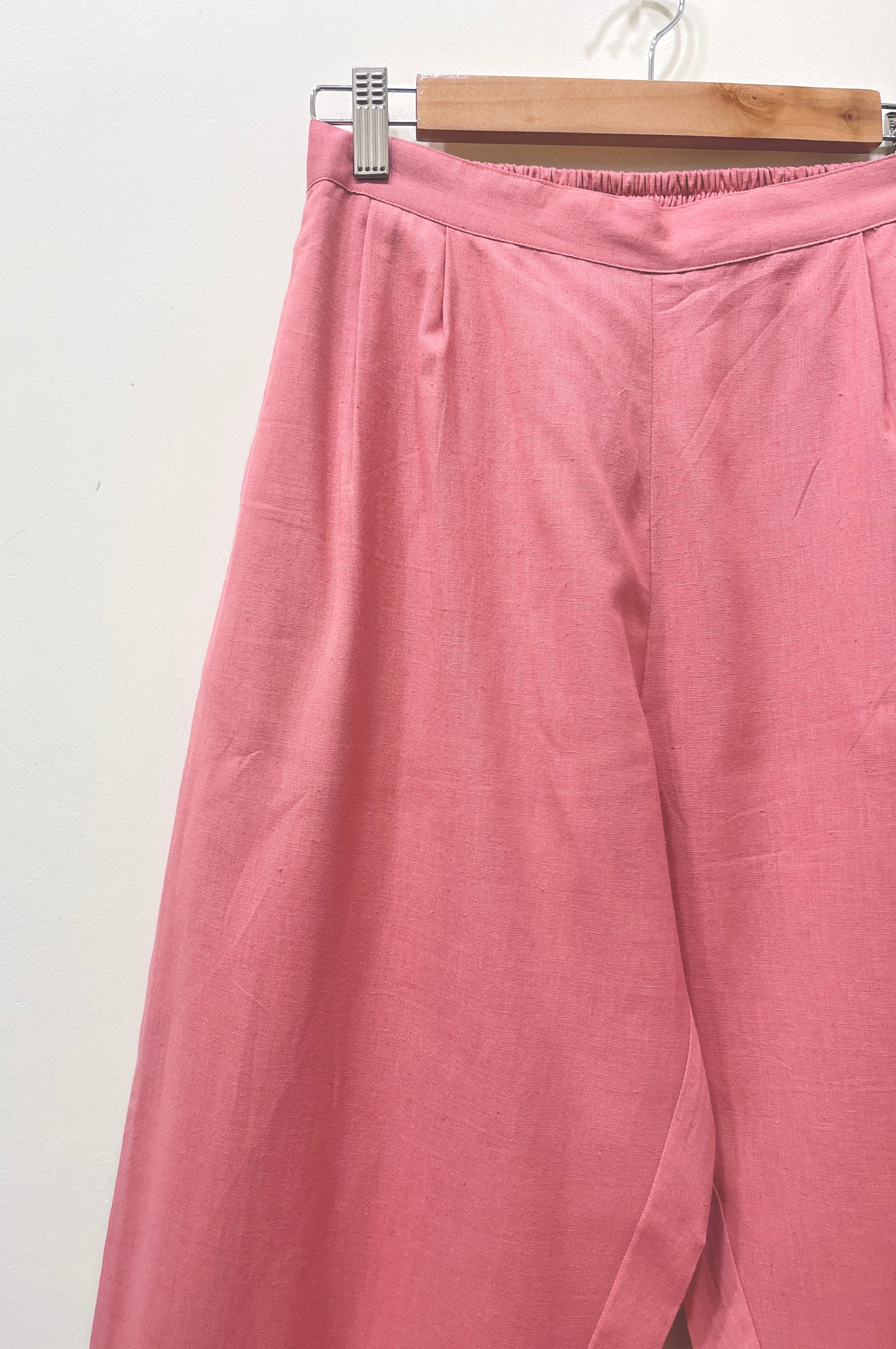 Dusty Pink Wide Leg Cotton Pants