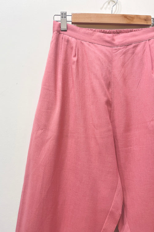 Dusty Pink Wide Leg Cotton Pants