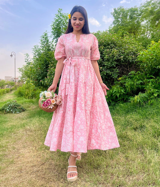 Blooming Pink Printed Dress