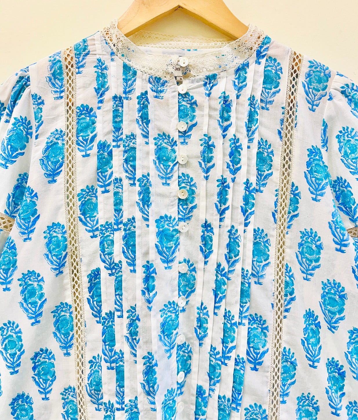 Lace Block Printed Cotton Top