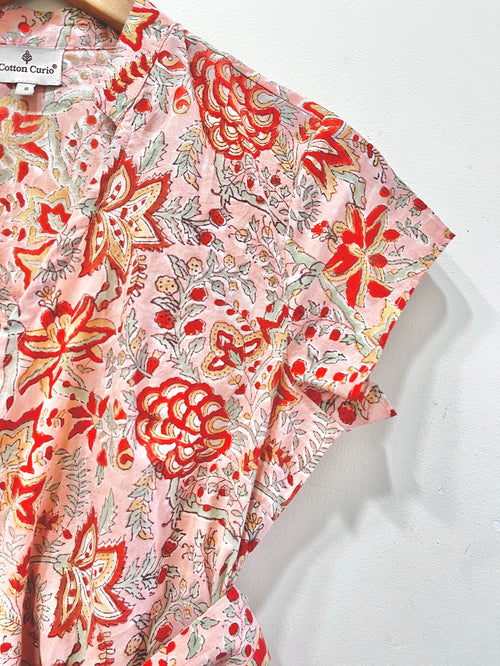 Coral Jaal Wrap Cotton Top