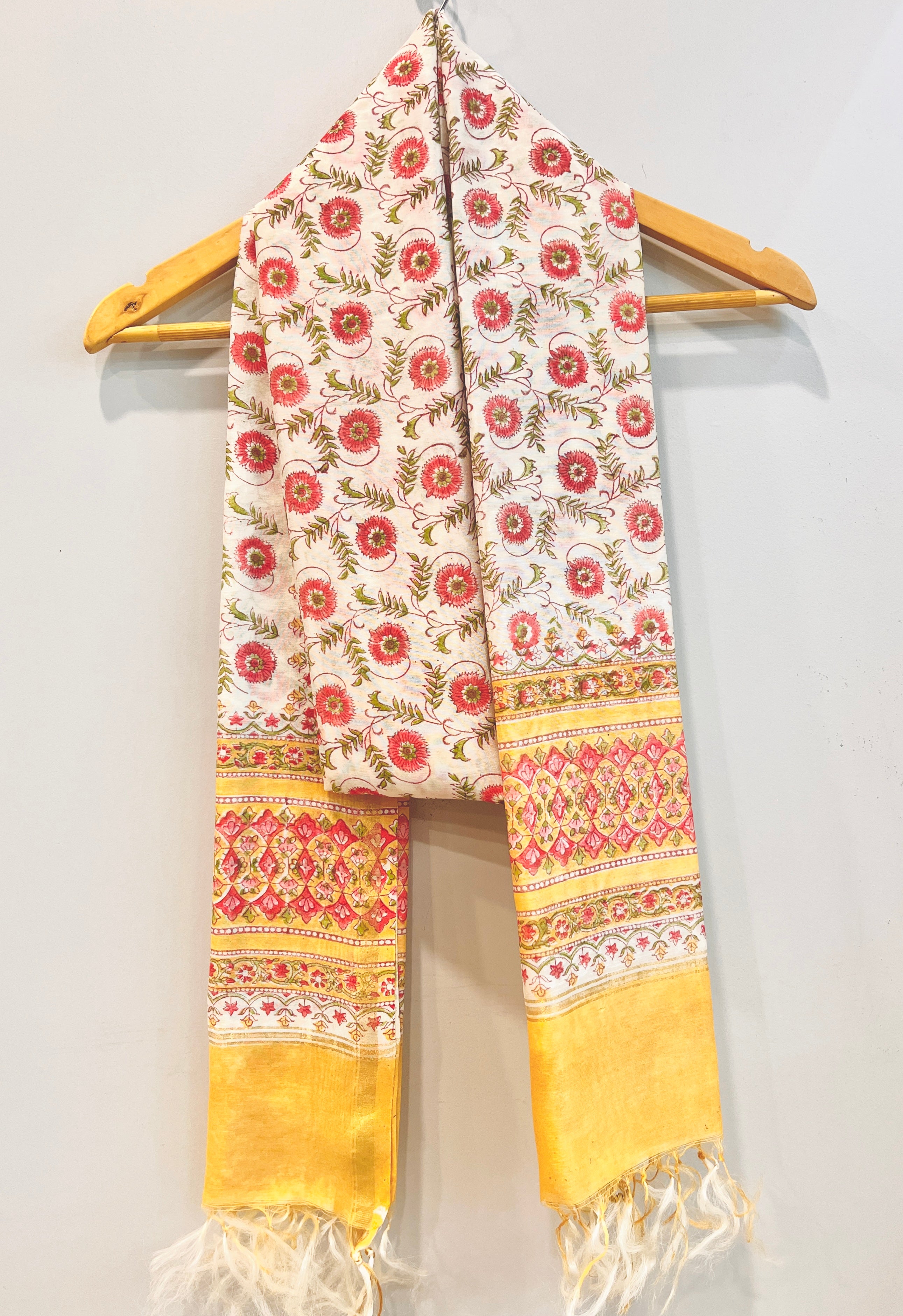 Block Printed Chanderi Dupatta