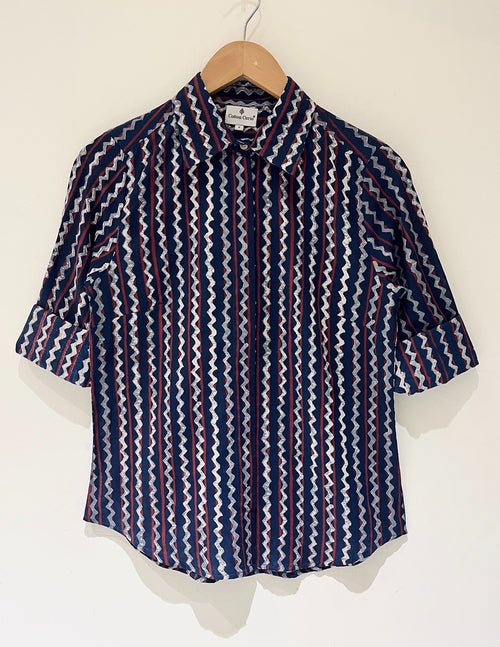 Block Printed Cotton Women's Shirt