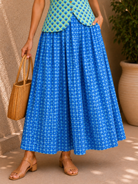 Sapphire Bloom Cotton Skirt