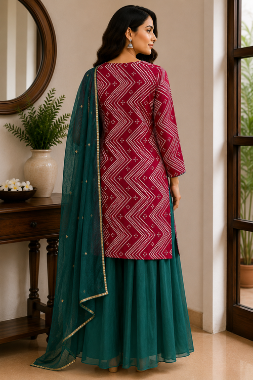 Gulab-e-Neel Kurta Set