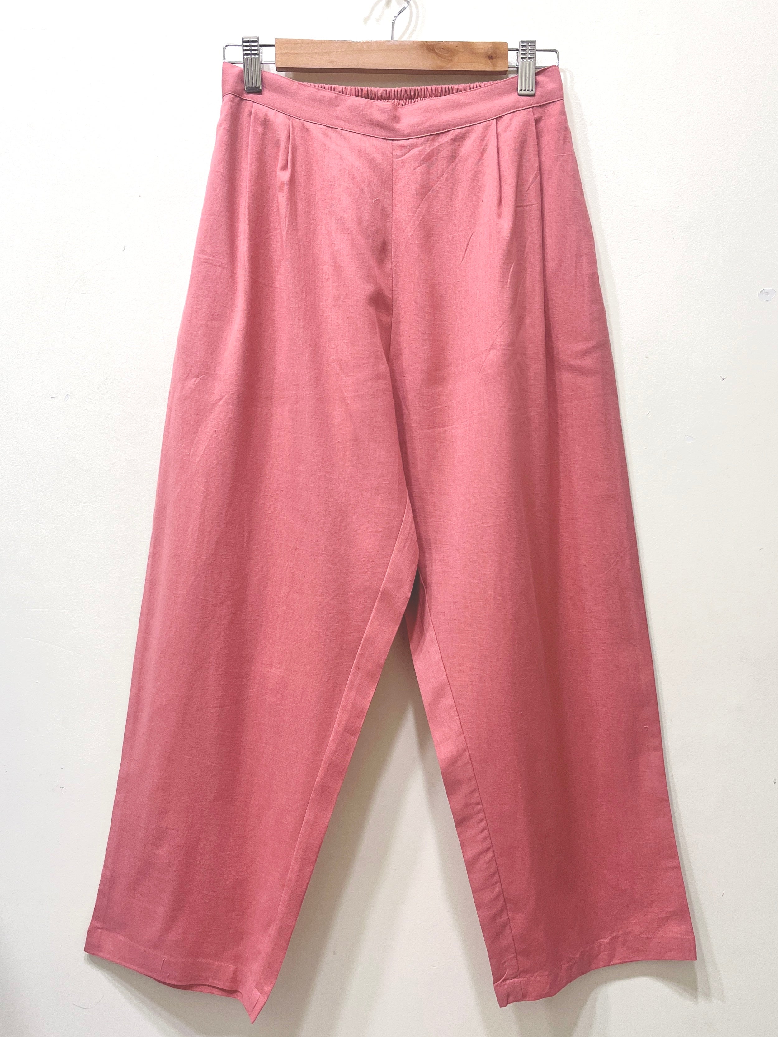 Dusty Pink Wide Leg Cotton Pants