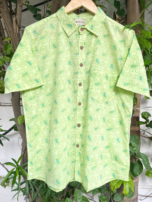 COTTON BLOCK PRINTED HALF SLEEVE SHIRT