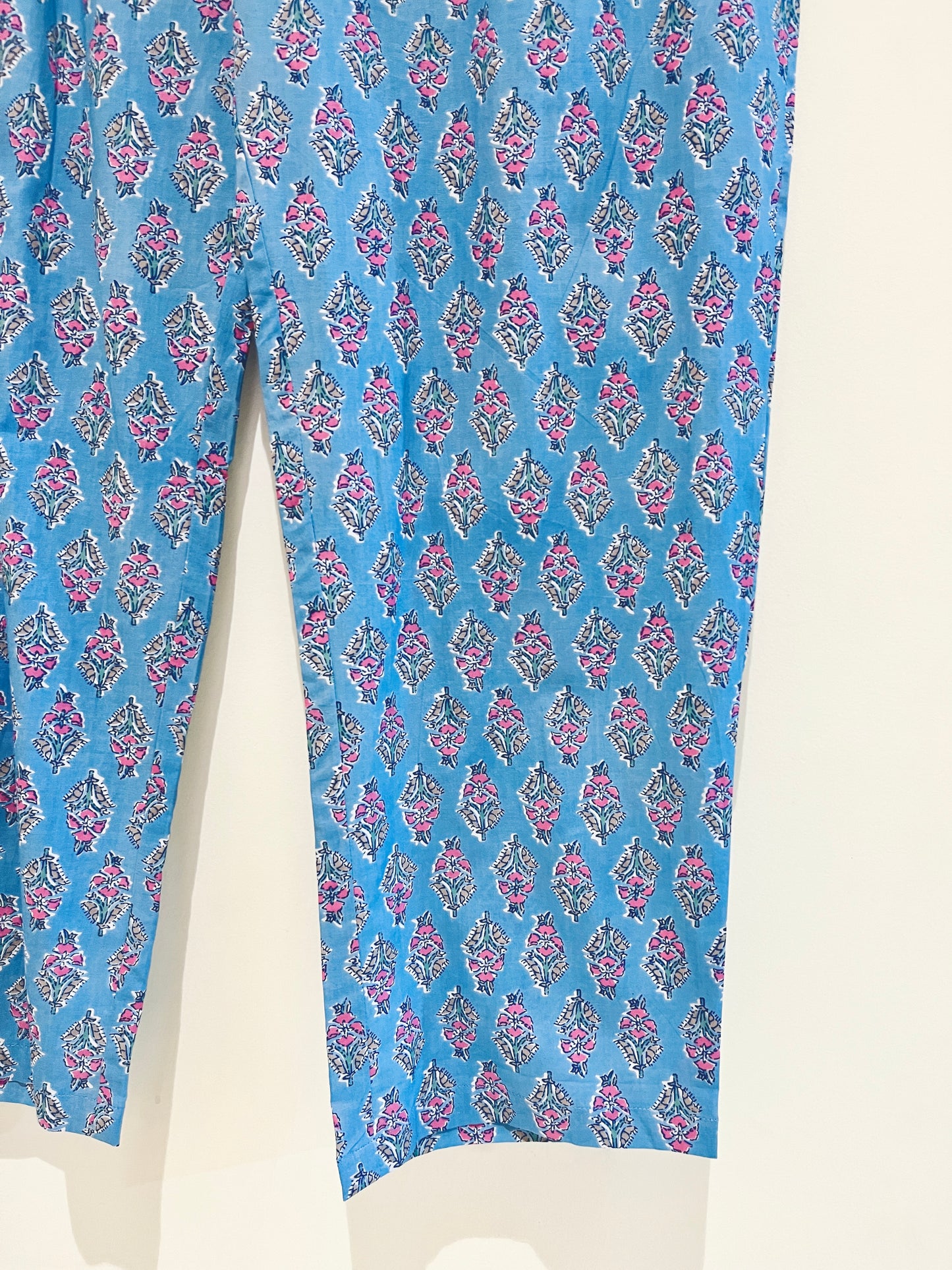 Blue Printed Cotton Pants
