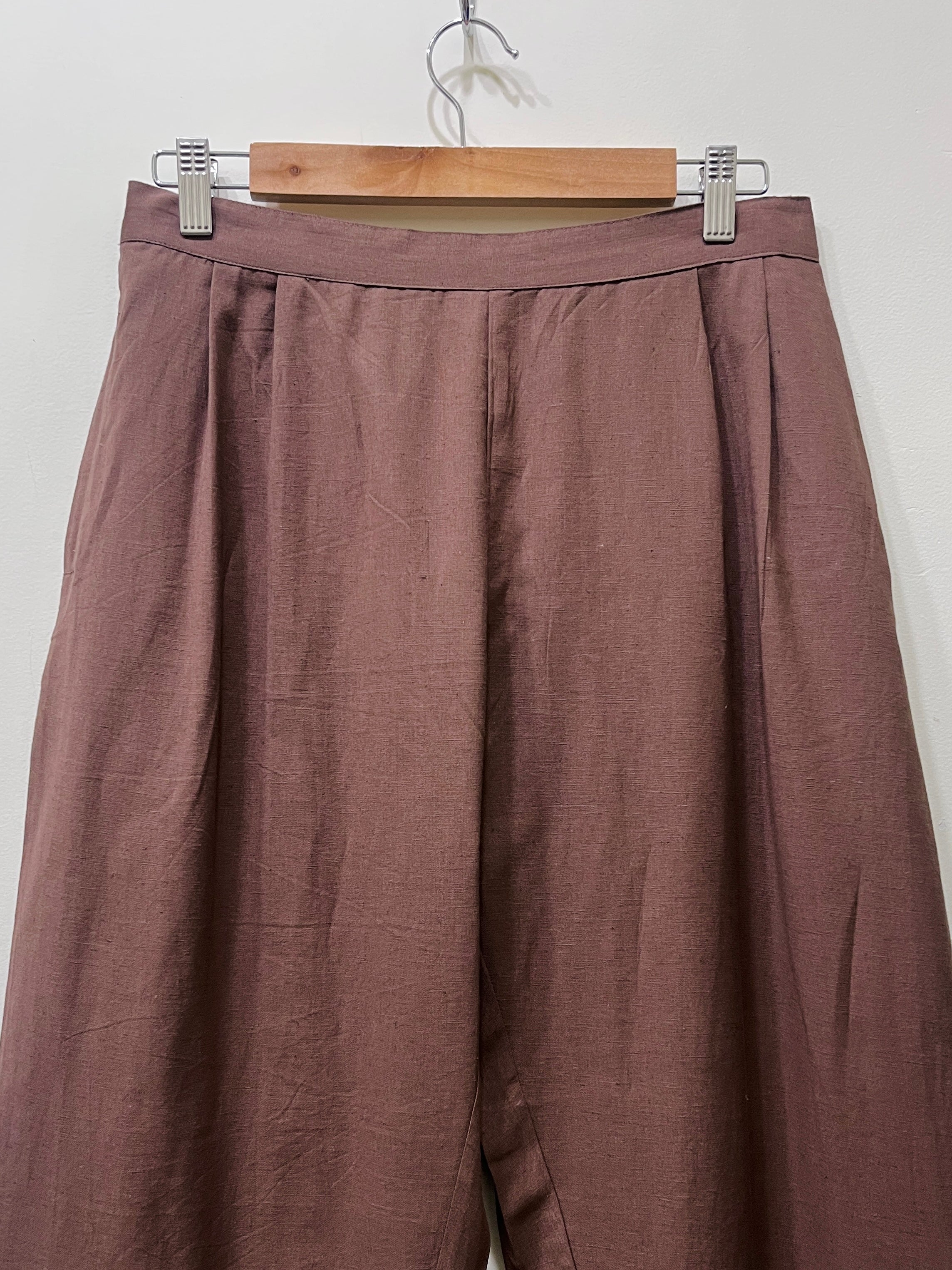 Brown Wide Leg Cotton Pants