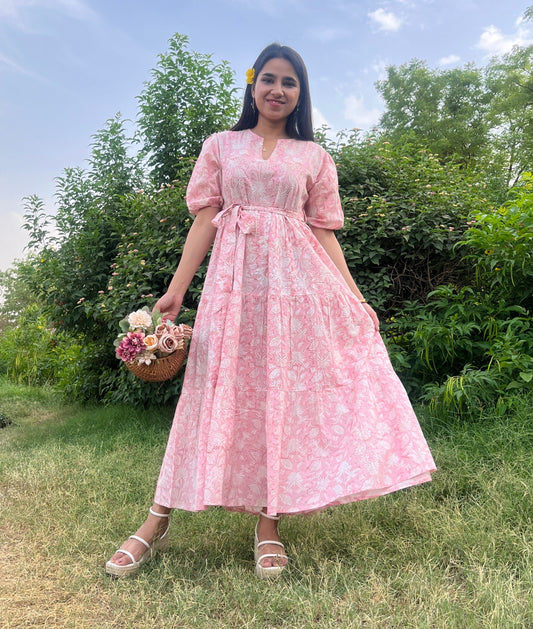 Blooming Pink Printed Dress