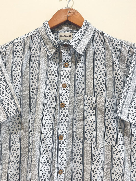 COTTON BLOCK PRINTED HALF SLEEVE SHIRT