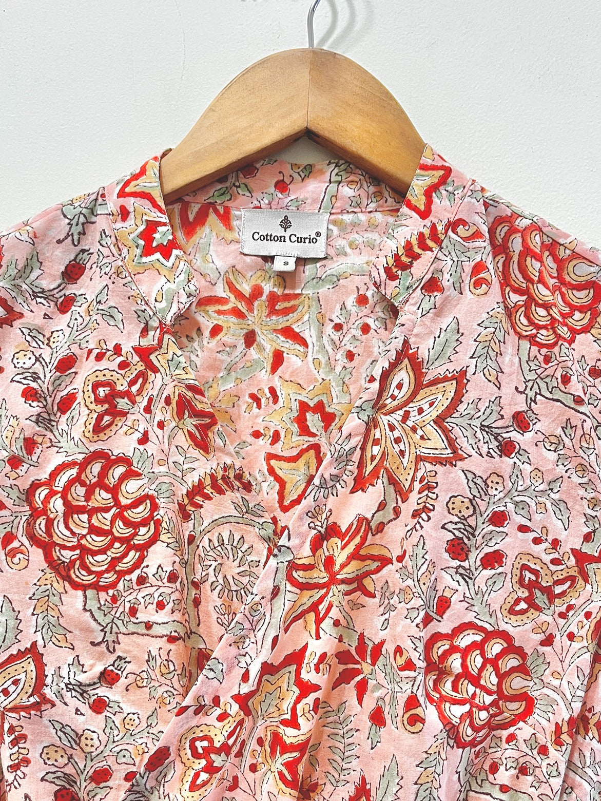 Coral Jaal Wrap Cotton Top