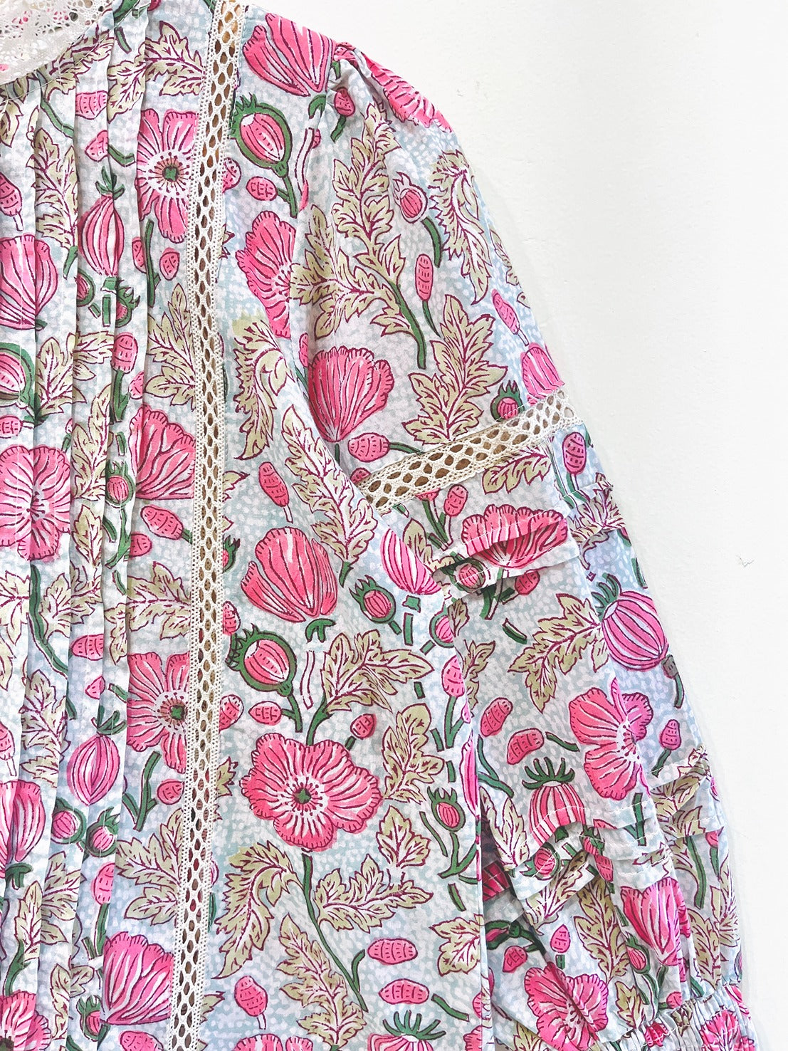 Lace Block Printed Cotton Short Top