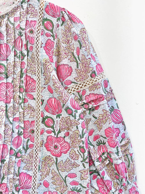 Lace Block Printed Cotton Short Top