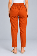 Rust Orange Narrow Leg Cotton Pants