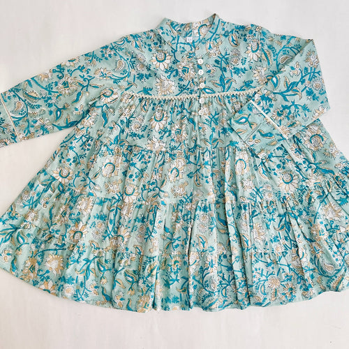 Girls Printed Tiered Dress (0–8 Years)