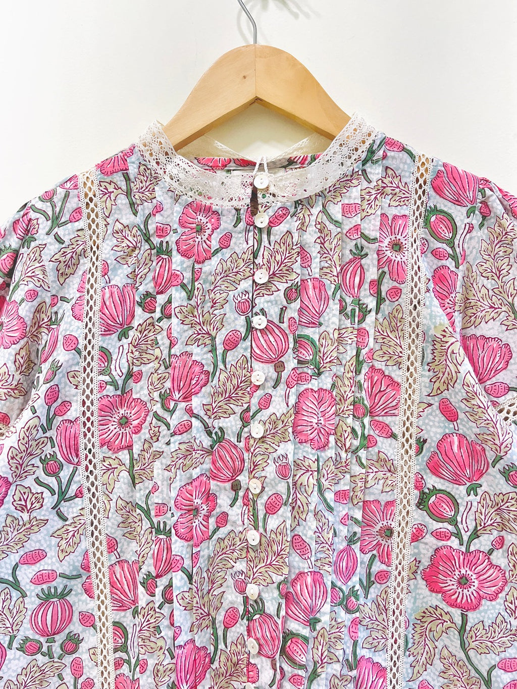 Lace Block Printed Cotton Short Top