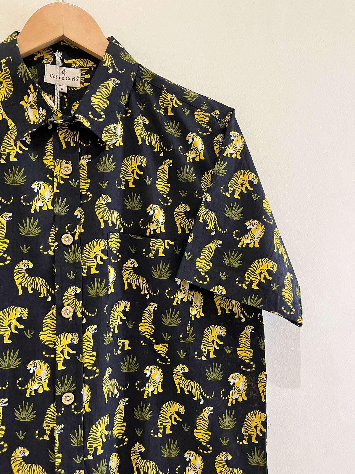 Black Cotton Printed Half Sleeve Shirt