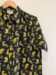 Black Cotton Printed Half Sleeve Shirt