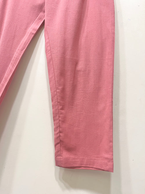 Dusty Pink Narrow Leg Cotton Pants