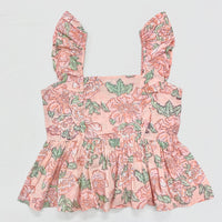 Peach Blossom Ruffle Peplum Top