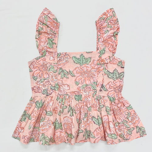 Peach Blossom Ruffle Peplum Top