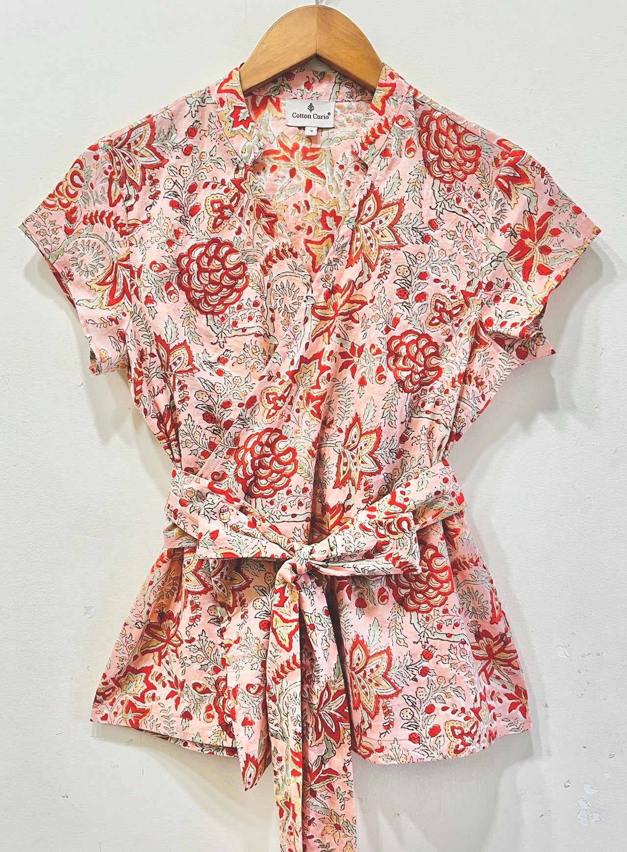 Coral Jaal Wrap Cotton Top