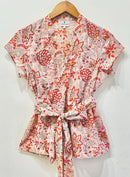 Coral Jaal Wrap Cotton Top